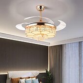 お買い得  シーリングファンライト-LED シーリングファン 48cm 1 ライト 調光可能 電気メッキ仕上げ モダン 北欧スタイル アウトドア ショップ カフェ リモコンでのみ調光可能