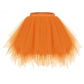 cheap Bottoms-1950s 1980s Rockabilly Short / Mini Petticoat Hoop Skirt Tutu Under Skirt Ballet Dancer Women&#039;s Carnival Costume Kings Day Halloween Carnival Performance Party Pride Parade Adults&#039; Skirt Spring