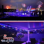 cheap Solar String Lights-1 PC Patriotic Outdoor Solar String Lights, 22FT~98FT Red White Blue for 4th of July Independence Day 250th Anniversary Memorial Day, Holiday Garden Waterproof Decor Lights