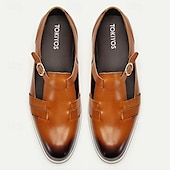 cheap Premium Leather Sandals-Men&#039;s Sandals Leather Shoes Fishermen sandals Leather Italian Full-Grain Cowhide Breathable Comfortable Slip Resistant Buckle Brown