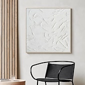 abordables Peintures Abstraites-peint à la main 3d texturé blanc peinture abstraite sur toile 3d texturé art mural boho moderne toile art salon décor pattle couteau peinture à l&#039;huile décor à la maison hôtel pièce d&#039;art