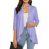 cheap Shawls-Shawls Women&#039;s Wrap Shrug Elegant Bridal 3/4 Length Sleeve Polyester Wedding Wraps With Pure Color For Party Spring &amp; Summer