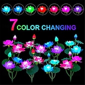cheap Pathway Lights &amp; Lanterns-Solar Lotus Lantern - 7 Color Changing Waterproof LED Decorative Pathway Light for Garden, Courtyard, Lawn, Wedding and Festival Atmosphere 1PC