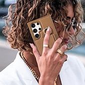 baratos Capa Samsung-telefone Capinha Para Samsung Galaxy S24 Ultra Plus S23 Ultra Plus S22 Plus Ultra S25 Ultra Capa traseira Com Suporte com pulseira Slot para cartão Retro TPU Metal Couro PU