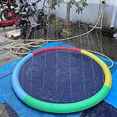 economico Sport e divertimento all&#039;aria aperta-Tappetino antispruzzo, 39 pollici/59 pollici/67 pollici Tappetino antispruzzo antiscivolo per bambini cani Piscina per cani ispessita Tappetino per irrigatore antispruzzo Durevole estate Giochi d&#039;acqua all&#039;aperto per neonati Ragazzi Ragazze Animali domest