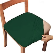 abordables Sr. y Sra. Boda-4 piezas/6 piezas de color sólido cepillado de alta elasticidad funda de silla simple suave y cómoda funda de asiento de silla a prueba de polvo y resistente a la suciedad adecuada para silla de