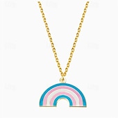 baratos Parada do Orgulho de dezembro-Colar com pingente em forma de arco-íris da lua do orgulho, moda personalizada, simples, homossexual, camada única, colar