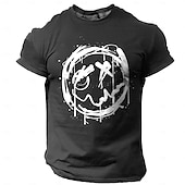 billiga T-shirts med 3D-tryck till herrar-Herr Grafisk Rolig Le ansikte T-shirt Kortärmad T-shirt 3D-tryck Rund hals Skjorta Mode Designer Dagligen Svart Grön Kaki Vår &amp; sommar Kläder S M L XL XXL XXXL