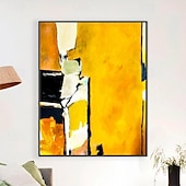 abordables Peintures à l&#039;huile-peinture abstraite jaune sur toile peinte à la main 3d peinture à l&#039;huile abstraite texturée art mural fait à la main peinture boho peinture d&#039;art sur toile moderne pour la décoration de salon décor à