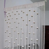 cheap Macrame &amp; String Curtains-Rose Thread Door Curtain, 39x79 Inch Rose Thread Door Curtain, Privacy Door Frame Tassel Rose Thread Door Curtain For Home Decor Door Windows Valentine&#039;s Day