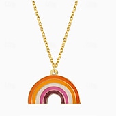 baratos Parada do Orgulho de dezembro-Colar com pingente em forma de arco-íris da lua do orgulho, moda personalizada, simples, homossexual, camada única, colar