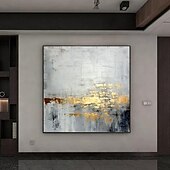 voordelige Olieverfschilderijen-minimalistisch abstract bergschilderij handgeschilderd extra groot landschap folie schilderij muur kunst grijs goud canvas schilderij op canvas grote muur kunst abstract schilderij voor woonkamer