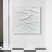 abordables Peintures Abstraites-peint à la main 3d texturé blanc peinture abstraite sur toile 3d texturé art mural boho moderne toile art salon décor pattle couteau peinture à l&#039;huile décor à la maison hôtel pièce d&#039;art