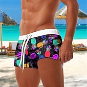 ieftine Mâncare și băuturi-Bărbați Fruct Ananas Boxeri înot Pantaloni Scurți de Înot Pantaloni Scurti Talie medie Modă Șic Stradă Designer Surf Concediu Plajă Buzunar Cordon Talie elastică Designer Îmbrăcăminte