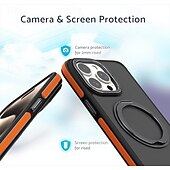 cheap iPhone Cases-Phone Case For iPhone 16 iPhone 15 Pro Max Plus iPhone 14 13 12 11 Pro Max Plus Back Cover With Magsafe with Stand Holder Support Wireless Charging Matte Frosted Retro TPU PC Metal
