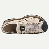 economico sandali da esterno-Per uomo Sandali Sandali escursionistici all&#039;aperto. Informale Stile da spiaggia Di pelle Traspirante Comodo Antiscivolo Mocassino Banda elastica Nero Beige