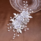 cheap Flower Girl Headpieces-Hair Combs Headdress Imitation Pearl Rhinestone Wedding Cocktail Elegant Luxury With Rhinestone Faux Pearl Headpiece Headwear