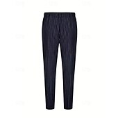 baratos calça casual-Homens Calças Calça verão Calça casual Bolsos Com Cordão Cintura elástica Listra Conforto Trabalho O negócio Diário Moda Estilo Clássico Preto Azul Real Micro-Elástica