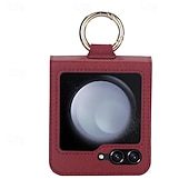levne Pouzdra pro Samsung-telefon Carcasă Pro Samsung Galaxy Z Flip 6 Z Flip 5 Z Flip 4 Z Flip 3 Zadní kryt Slot pro kartu Prstencová spona Nárazuvzdorné Retro TPU Kov PU kůže