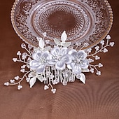cheap Flower Girl Headpieces-Hair Combs Headdress Imitation Pearl Rhinestone Wedding Cocktail Elegant Luxury With Rhinestone Faux Pearl Headpiece Headwear