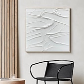 abordables Peintures Abstraites-peint à la main 3d texturé blanc peinture abstraite sur toile 3d texturé art mural boho moderne toile art salon décor pattle couteau peinture à l&#039;huile décor à la maison hôtel pièce d&#039;art