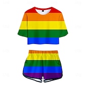 billiga Stolthet-HBTQ Regnbågsflagga Kläder T-shirt Shorts Regnbåge Grafisk Till Dam Vuxna Karnival Maskerad 3D-utskrift Prideparad Pride månad