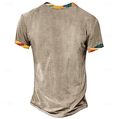cheap Ethnic Style-Men&#039;s Tribal Bandana Print T shirt Henley Shirt Short Sleeve 3D Print Designer Ethnic Casual Daily Summer Spring Yellow Green Khaki Henley Henley T-Shirt