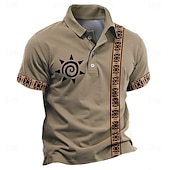 levne Pánské Vintage Polo-Pánské Etno Polokošile Golfová košile Krátký rukáv Polo tričko Košile s límečkem Oblečení na dovolenou Párty oblečení Knoflíky 3D tisk Léto Jaro Černá Trávová zelená Khaki