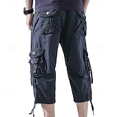 cheap Outdoor-Men's Capri Cargo Shorts Cargo Shorts Shorts Capri Pants Hiking Shorts Leg Drawstring 6 Pocket Plain Comfort Outdoor Daily Going out Fashion Streetwear Black Army Green