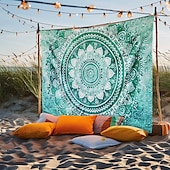 halpa Mandala Matto-mandala boheemin sininen vihreä roikkuu kuvakudos seinä taide iso kuvakudos seinämaalaus sisustus valokuva tausta peitto verho koti makuuhuone olohuoneen sisustus