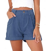 abordables Pantalones cortos bermudas-Women's Bermuda shorts Waffle Chinos Shorts Vacation Fashion Streetwear Short High Waist Plain Pocket Comfy Comfort Soft Micro-elastic Daily Outdoor Street Blue Navy White Gray Summer Spring Regular
