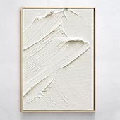abordables Peintures Abstraites-peint à la main 3d texturé blanc peinture abstraite sur toile 3d texturé art mural boho moderne toile art salon décor pattle couteau peinture à l&#039;huile décor à la maison hôtel pièce d&#039;art