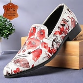 billige Premium Leather Loafers-Herre En pedal Sko med trykk Kjole loafers Lær Italiensk fullkornet kuskinn Bekvem Sklisikker Tøfler Rosa og Hvit