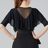 halpa Yläosat ja setit-Latinotanssi Salitanssi Toppi Röyhelöity Puhdas Väri Liitos Naisten Suoritus Kouluts Puolihiha Korkea Villasekoite