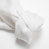 preiswerte Herren Elite Hemden-100% Leinen Herren Hemd Leinenhemd Strandhemd Knopfhemd Weiß Langarm Einfach Revers Frühling &amp; Herbst Urlaub Täglich Bekleidung