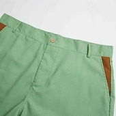 preiswerte Urlaub-Herren Shorts Leinenshorts Sommershorts Patchwork Tasche Farbblock Komfort Atmungsaktiv Kurz Lässig Täglich Ferien Mode Designer Grün Khaki