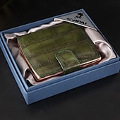 abordables Accessoires pour fumeurs-étui à cigarettes en cuir pour hommes, cadeau parfait, en stock, surface en cuir pu avec clips métalliques, support résistant à la pression, peut contenir 10 cigarettes