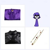 tanie Kostiumy anime-Młodzi Tytani Kruk Anime Kostium Cosplay Płaszcz Stroje Garnitury cosplay Karnawał Bal maskowy Trykot opinający ciało / Śpiochy dla dorosłych Pas Płaszcz Na Damskie Dla dorosłych
