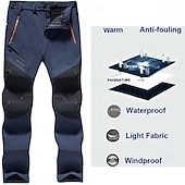cheap Bottoms-Men&#039;s Fleece Lined Pants Waterproof Hiking Pants Trousers Softshell Pants Winter Outdoor Thermal Warm Windproof Breathable Elastic Waist Fleece Bottoms Army Navy Grey Black Hunting Fishing Skiing