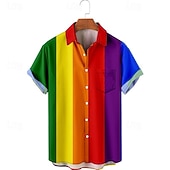 preiswerte Stolz-LGBT LGBTQ Regenbogenfahne Bluse / Hemd Regenbogen Grafik Für Herren Erwachsene Maskerade 3D-Druck Pride Parade Pride-Monat