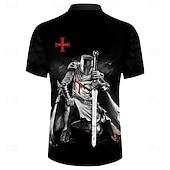  Templer Kreuz Ritter Templer Retro Vintage Herren Crusaders 3D-Druck T-Shirt Tee Sport Outdoor Freizeit Täglich T-Shirt Schwarz Kurzarm Rundhals Schnürung Shirt Frühling  Sommer Bekleidung
