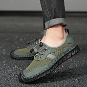 cheap Casual Lace-Up Shoes-Men's Faux Leather Green Outdoor Water Shoes, Breathable Quick-Dry Sports Footwear for Hiking, Beach and Summer Adventures