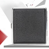voordelige Rookgerei-leren sigarettenetui met elastische band, metalen frame, geschikt voor 20 sigaretten, beschermende houder voor handgerolde sigaretten
