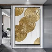 preiswerte Ölgemälde-handgemaltes gold-weißes 3D-Strukturgemälde, handgemachte Wandkunst, goldweißes abstraktes minimalistisches Gemälde, moderne abstrakte Leinwandkunst, weiß strukturierte goldene Wandkunst, neutrale