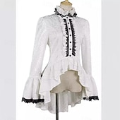 お買い得  トップス-ロココ調 ヴィクトリアン 中世 ブラウス / シャツ ゴスガール 紳士 レース ラッフル 女性用 王立 スチームパンク ハロウィーン カーニバル マスカレード デイリーウェア 成人 ブラウス