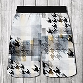baratos Impressão Geométrica-Homens Geométrica Xadrez Bloco de cor Shorts de Natação Bermuda de Surf Calção de Banho Cintura Média Moda Roupa de rua Designer Casual Diário Feriado Bolsos Cintura elástica Impressão 3D Designer