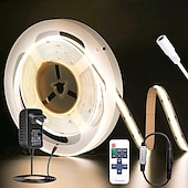 お買い得  COB ストリップ ライト-5メートル ライトセット 1600 LED COB 8mm 1 13キーリモコン 1 X 12V 3A電源 温白色 ホワイト ネットホワイト LEDストリップライト パーティー ホリデー ノンテープ・タイプ 12 V