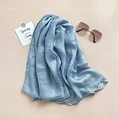 abordables Echarpes mousseline-Foulard Rectangulaire Femme Plein Air du quotidien Rendez-vous Bleu Incarnadin Écharpe Couleur monochrome