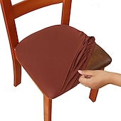 abordables Sr. y Sra. Boda-4 piezas/6 piezas de color sólido cepillado de alta elasticidad funda de silla simple suave y cómoda funda de asiento de silla a prueba de polvo y resistente a la suciedad adecuada para silla de