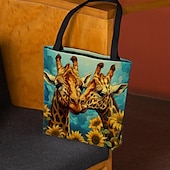 abordables Cabas et fourre-tout-Femme Fourre-tout Sac d&#039;épaule Sac fourre-tout en toile Polyester Achats Vacances Plage Imprimé Grande Capacité Pliable Poids Léger Girafe Jaune Bleu
